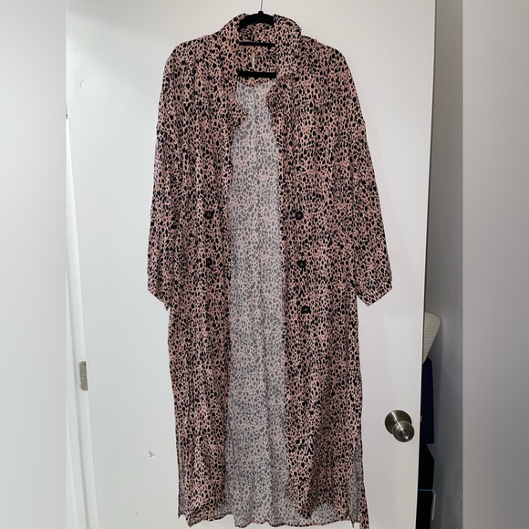 Free People Daria Leopard Cheetah Print Maxi Duster Dress Size S - Picture 4 of 10